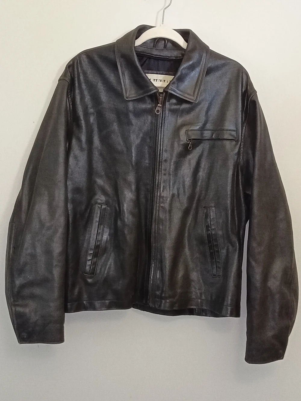Wilsons Leather M. Julian Men's Black Distressed Heavyweight Leather Zip Jacket